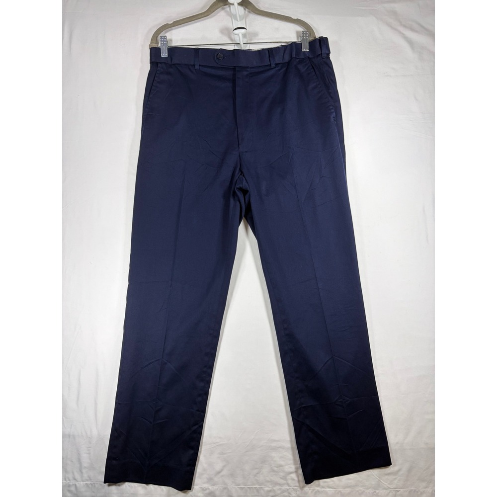 Peter Christian Trousers Mens 36x33 Navy Blue Excellent Cotton Silk Blend Slacks